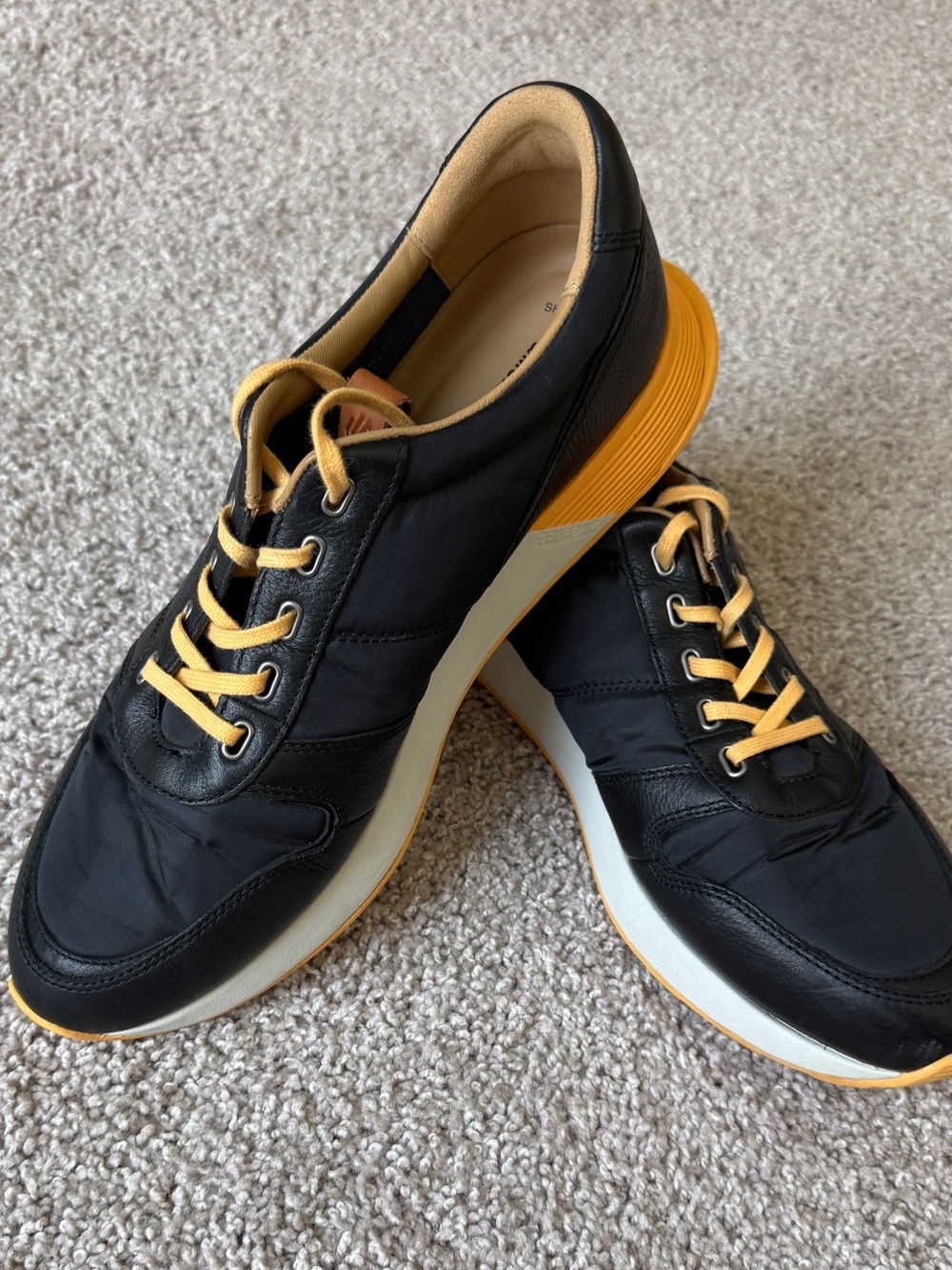 Men's Black Sneakers with Gold Yellow Accents